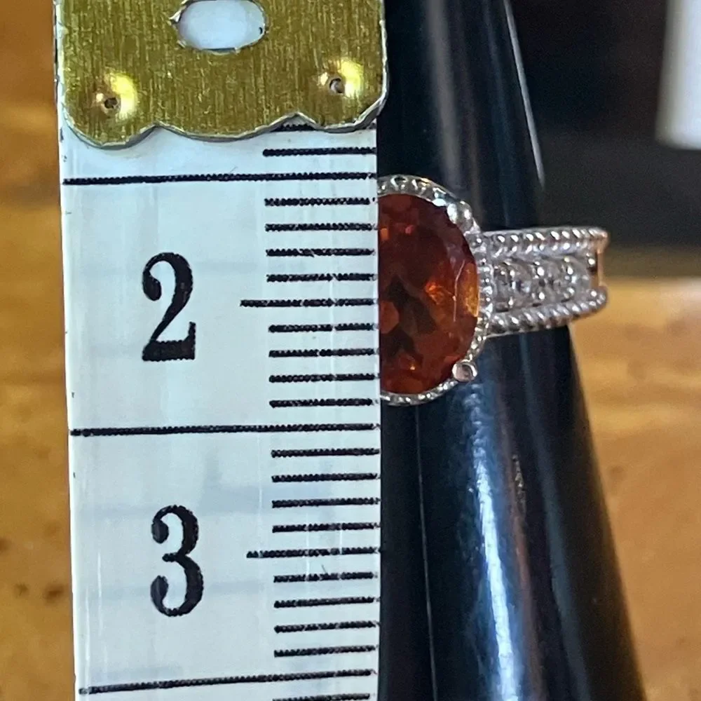 Natural Citrine Sterling Silver Ring Size 5